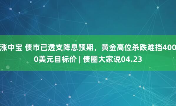 涨中宝 债市已透支降息预期，黄金高位杀跌难挡4000美元目标价 | 债圈大家说04.23